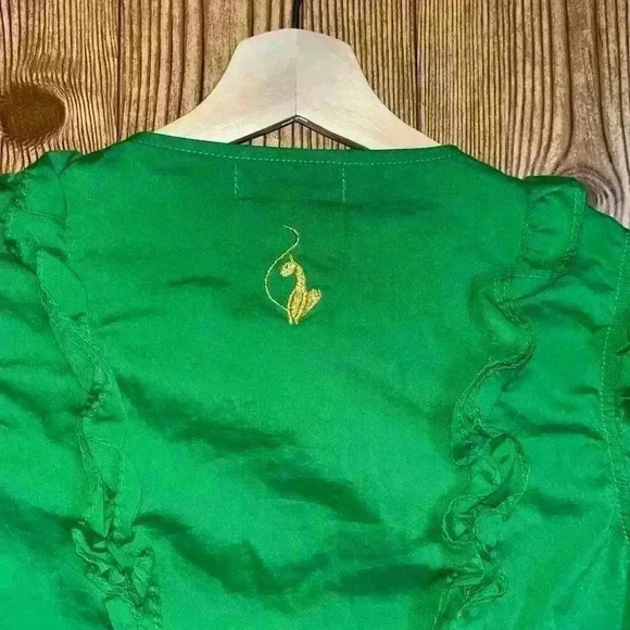 VINTAGE Y2K BABY PHAT GREEN RUFFLED SLEEVELESS BLOUSE - Picture 3 of 9